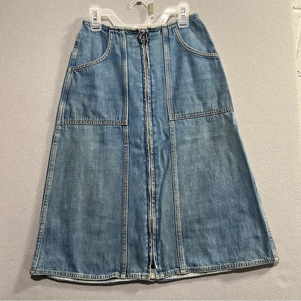 Vintage M.i.h. Jeans Midi Length Skirt with Front Zipper Size XS Y2K